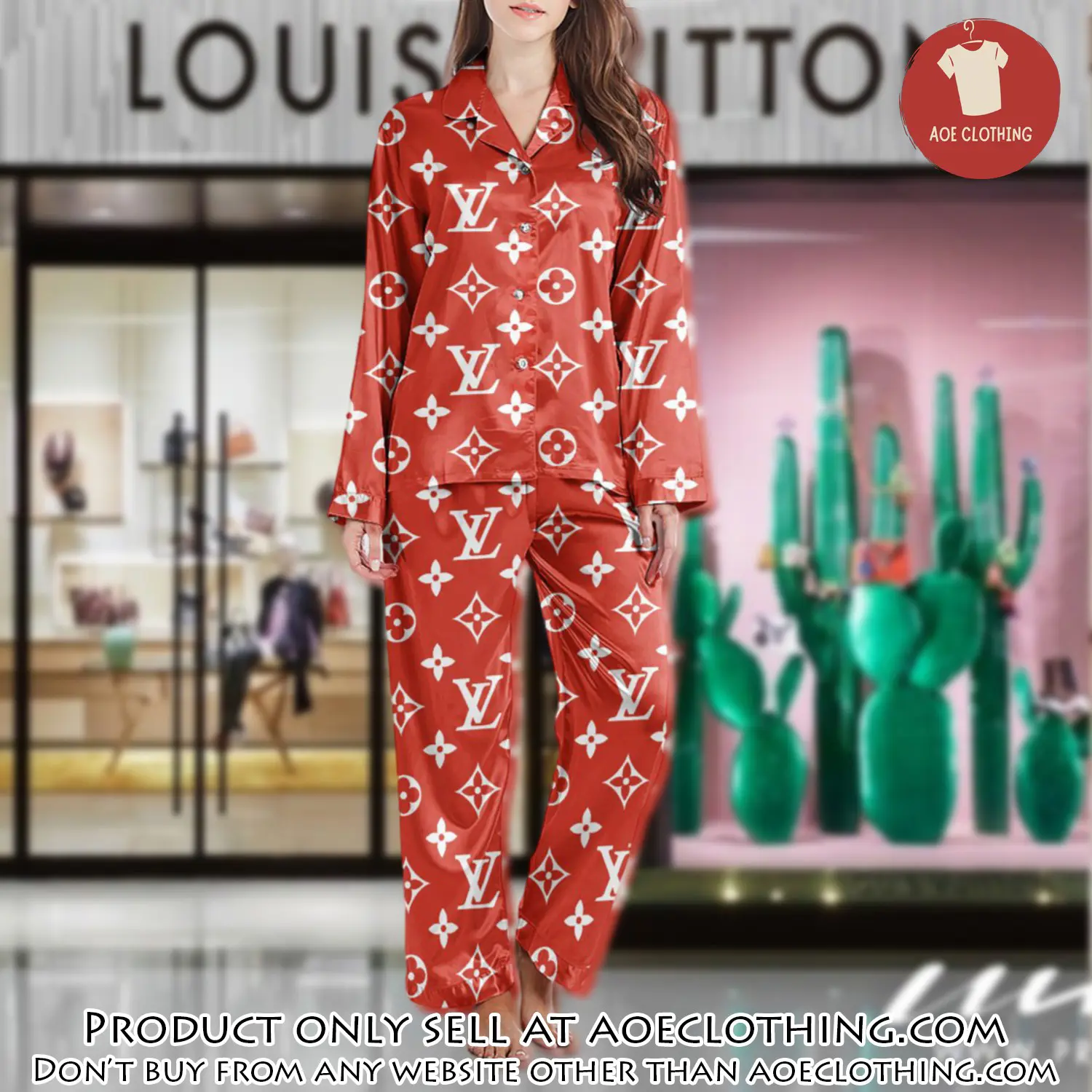Lv monogram long satin pajama set pjs1010 aoe2556535